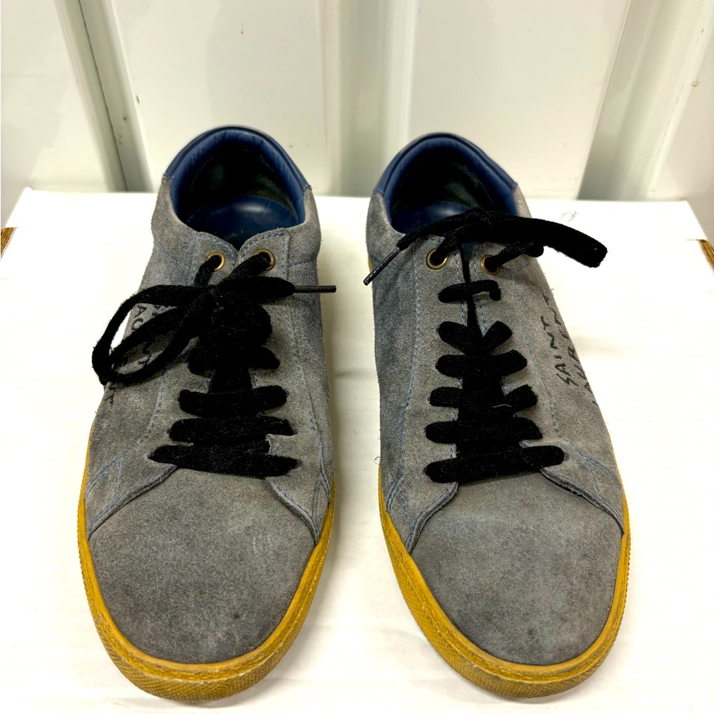 Saint Laurent Blue Suede Tennis Shoes Sneakers